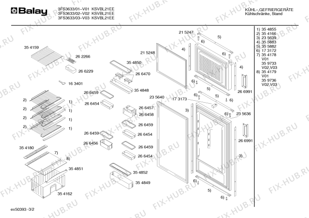 Схема №3 3FS3651BR1 с изображением Дверь для холодильной камеры Bosch 00215247