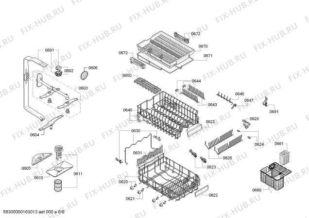 Взрыв-схема посудомоечной машины Gaggenau DI260410 - Схема узла 06