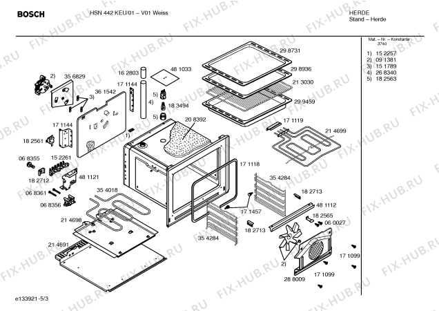 Взрыв-схема плиты (духовки) Bosch HSN442KEU - Схема узла 03