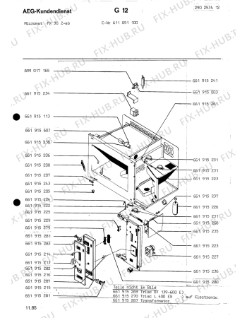 Взрыв-схема микроволновой печи Aeg FX 30 Z SB - Схема узла Section2