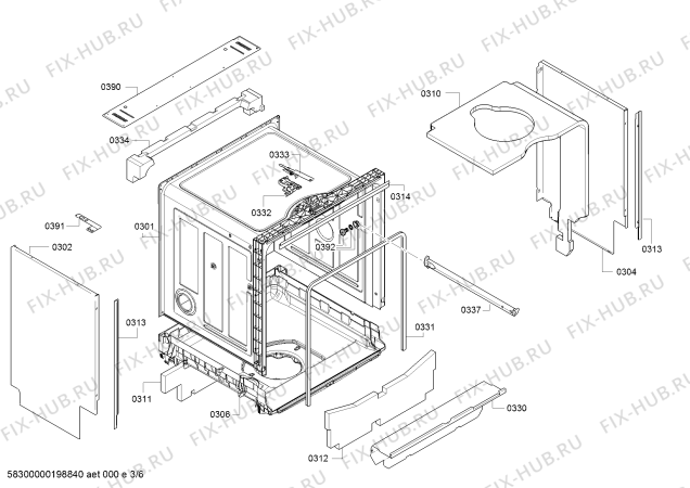 Взрыв-схема посудомоечной машины Bosch SMU46GS00E, SilencePlus - Схема узла 03