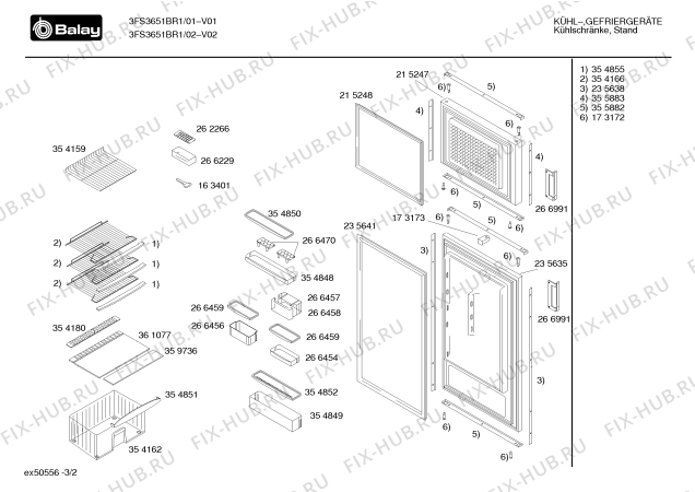 Схема №3 3FS3651BR1 с изображением Дверь для холодильной камеры Bosch 00235635