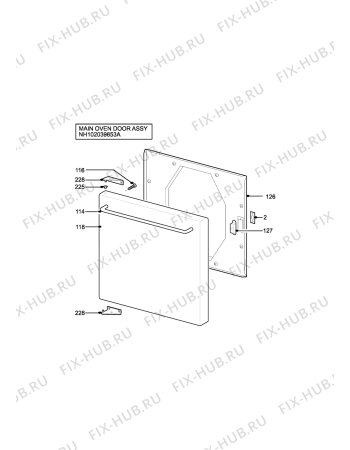 Взрыв-схема плиты (духовки) Tricity Bendix SB200/3W - Схема узла H10 Main Oven Door (large)