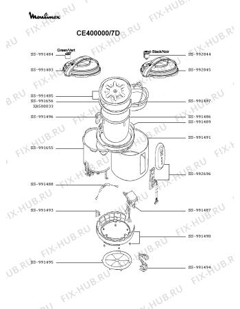 Схема №1 CE400051/7D с изображением Корпусная деталь для электропароварки Moulinex SS-991491