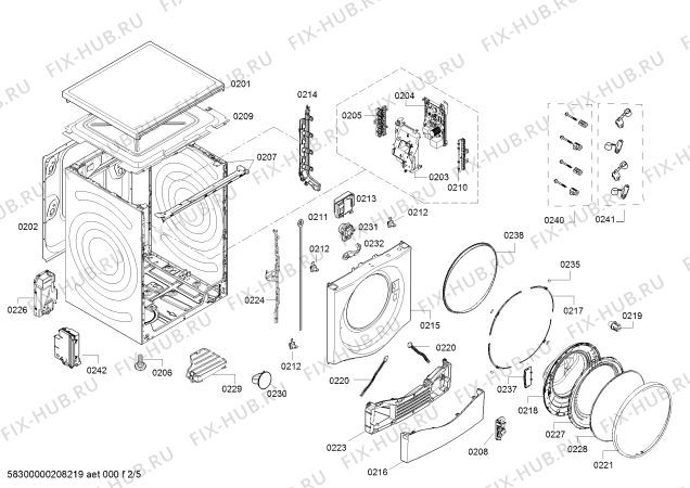 Схема №5 WAU287600W с изображением Набор кнопок для стиральной машины Bosch 10005218