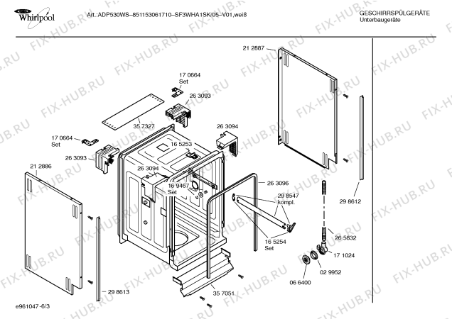 Взрыв-схема посудомоечной машины Whirlpool SF3WHA1SK ADP530WS - Схема узла 03