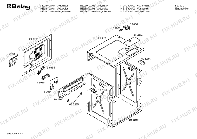Схема №3 HE3BY60 с изображением Панель для электропечи Bosch 00295301