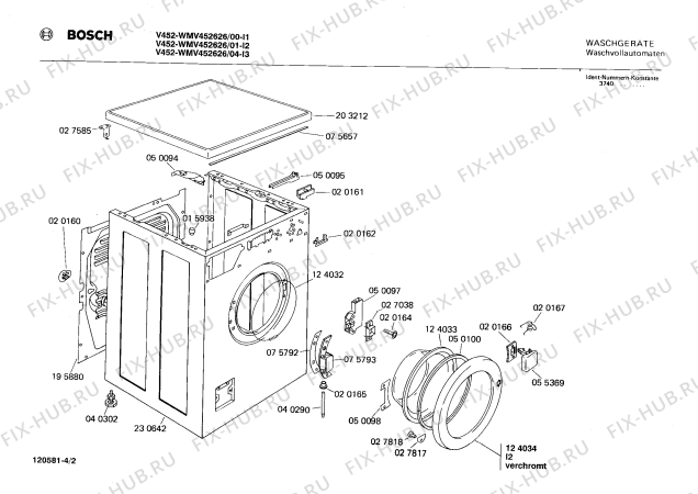 Взрыв-схема стиральной машины Bosch WMV452626 V4526 - Схема узла 02