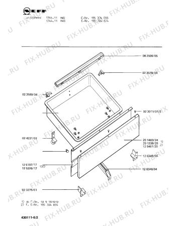 Взрыв-схема плиты (духовки) Neff 195304834 1344.11HWS - Схема узла 02
