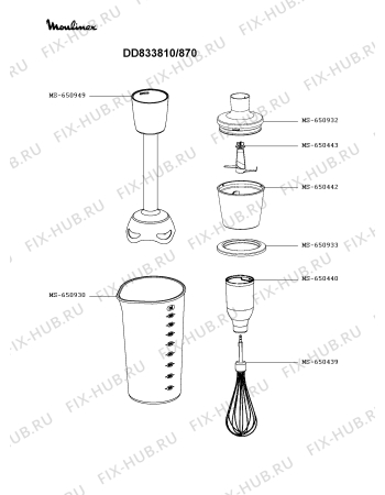 Взрыв-схема блендера (миксера) Moulinex DD833810/870 - Схема узла GP005639.2P2