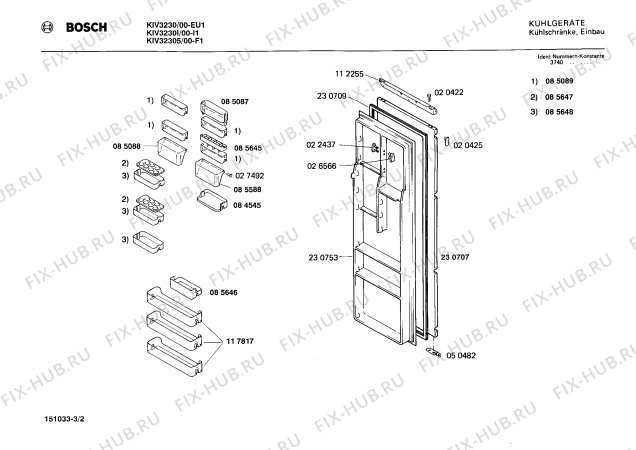 Взрыв-схема холодильника Bosch KIV3230 - Схема узла 02