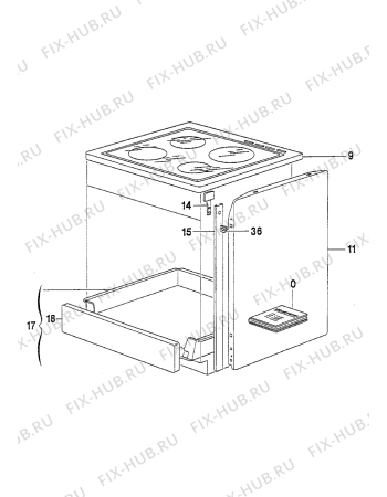 Взрыв-схема плиты (духовки) Electrolux EK6463/1 - Схема узла Housing 001