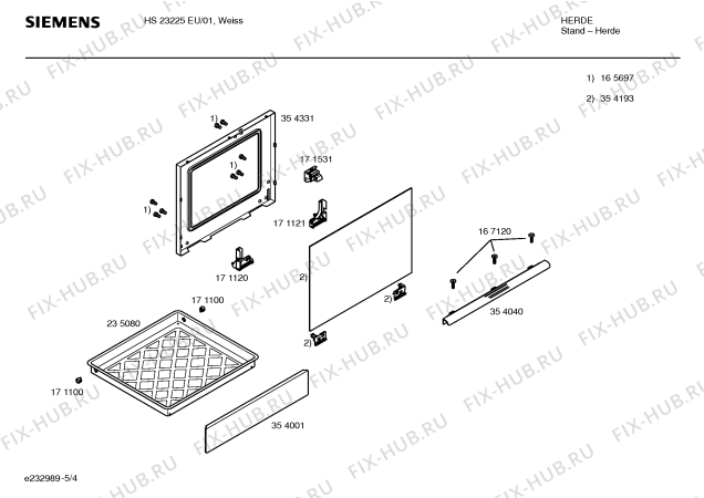 Взрыв-схема плиты (духовки) Siemens HS23225EU - Схема узла 04