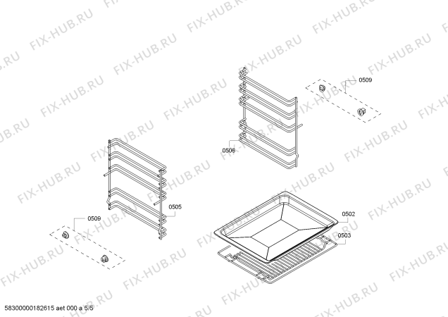 Взрыв-схема плиты (духовки) Bosch HBA11B150Z H.BO.NP.LK/.IN.GLASS.B1/.X.ME_TI// - Схема узла 05