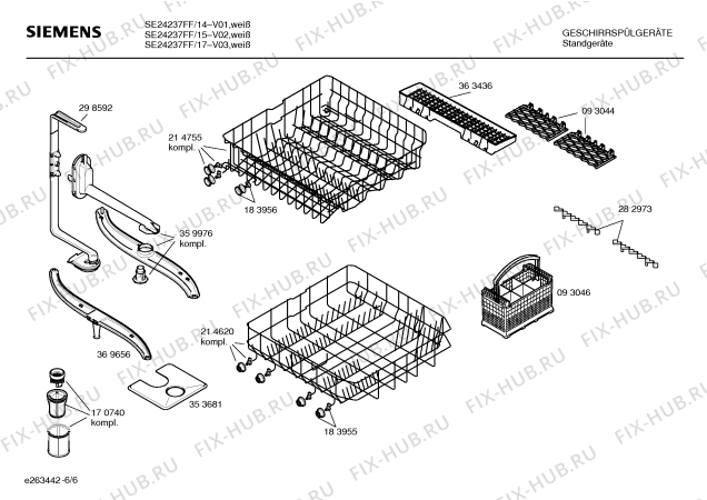 Схема №6 SE24237FF с изображением Инструкция по эксплуатации для посудомойки Siemens 00580702