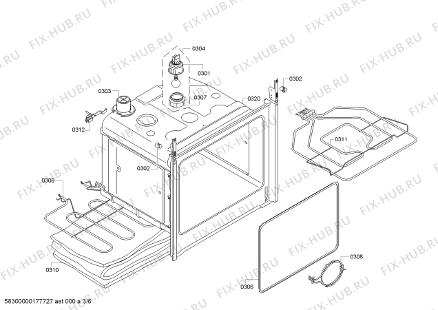 Взрыв-схема плиты (духовки) Bosch HBN331E1B - Схема узла 03