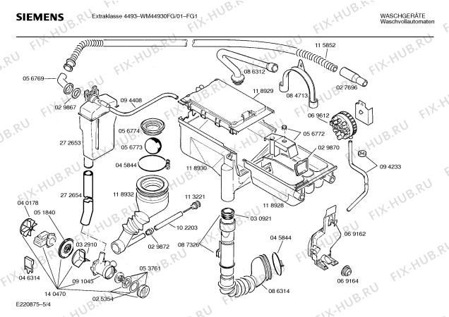 Взрыв-схема стиральной машины Siemens WM44930FG EXTRAKLASSE 4493 - Схема узла 04