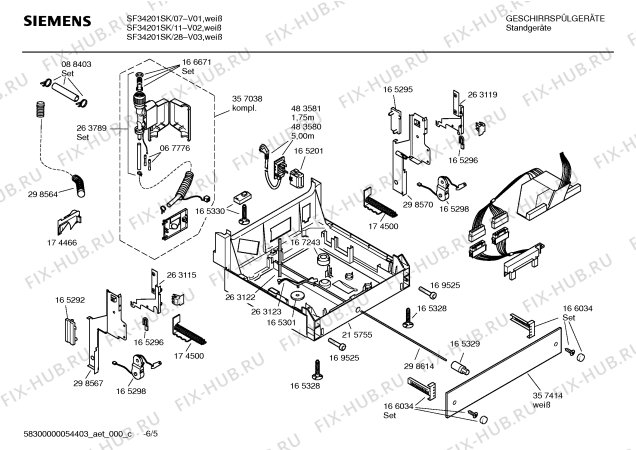 Схема №6 SF23201 с изображением Инструкция по эксплуатации для электропосудомоечной машины Siemens 00529466