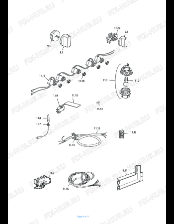 Взрыв-схема плиты (духовки) DELONGHI DGW965B - Схема узла 6
