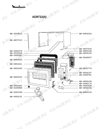 Взрыв-схема микроволновой печи Moulinex AD8722(0) - Схема узла UP002343.0P2