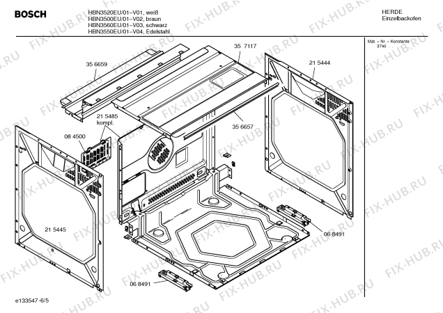 Взрыв-схема плиты (духовки) Bosch HBN3560EU - Схема узла 05