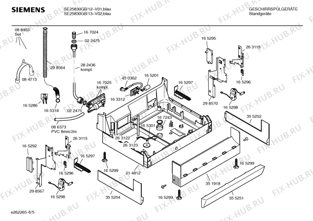 Взрыв-схема посудомоечной машины Siemens SE25830GB - Схема узла 05
