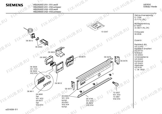 Схема №5 HB22020EU с изображением Панель для духового шкафа Siemens 00286580