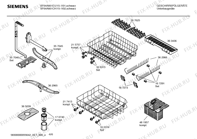 Взрыв-схема посудомоечной машины Siemens SF64A661EU - Схема узла 06