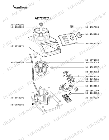 Взрыв-схема блендера (миксера) Moulinex AD72R2(1) - Схема узла BP001174.7P2