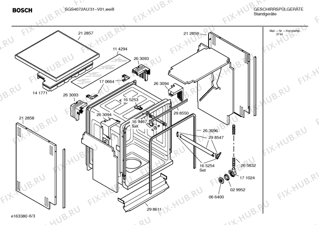Взрыв-схема посудомоечной машины Bosch SGS4072AU - Схема узла 03