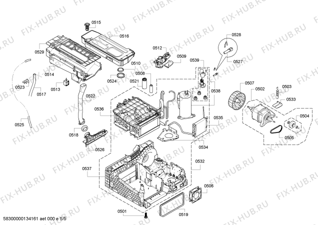 Схема №5 WT46W5C0NL с изображением Инструкция по эксплуатации для сушильной машины Siemens 00547662