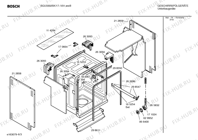Взрыв-схема посудомоечной машины Bosch SGU3302SK - Схема узла 03
