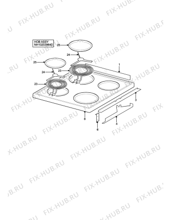 Взрыв-схема плиты (духовки) Tricity Bendix SB200/2 (TIARA) - Схема узла H10 Hob