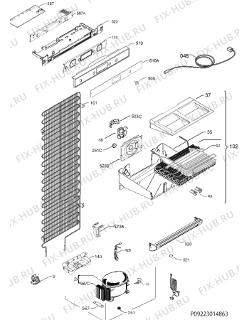 Взрыв-схема холодильника Ikea FRYSA 70253744 - Схема узла Cooling system 017
