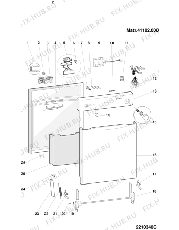 Взрыв-схема посудомоечной машины Ariston AFA370X (F033827) - Схема узла