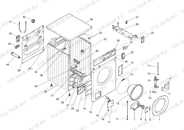 Взрыв-схема стиральной машины Aeg LAVM60 - Схема узла Housing 001