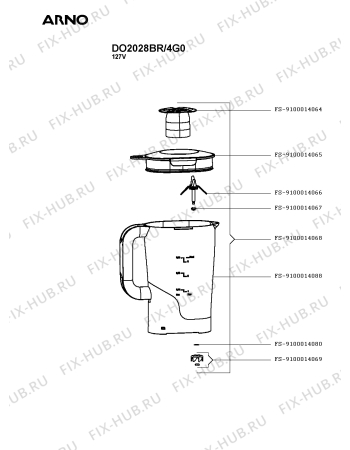 Взрыв-схема кухонного комбайна Arno DO2028BR/4G0 - Схема узла UP004603.8P3