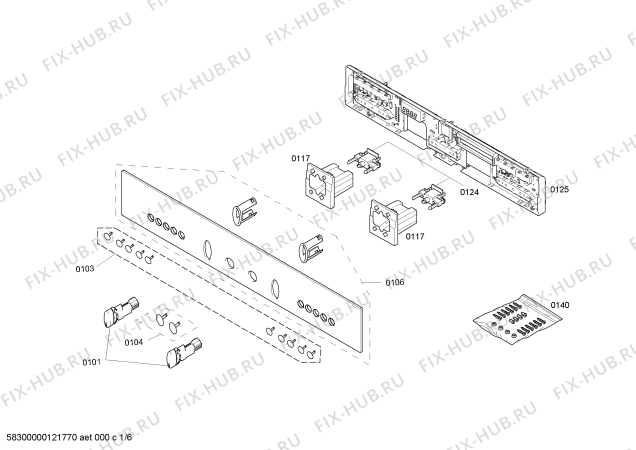 Схема №6 B6774N0NL с изображением Панель управления для плиты (духовки) Bosch 00446234