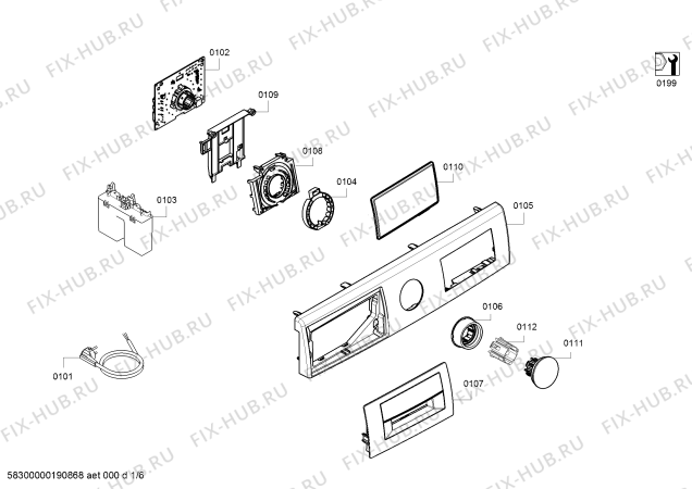 Схема №6 WAT28690NL с изображением Панель управления для стиральной машины Bosch 11021136