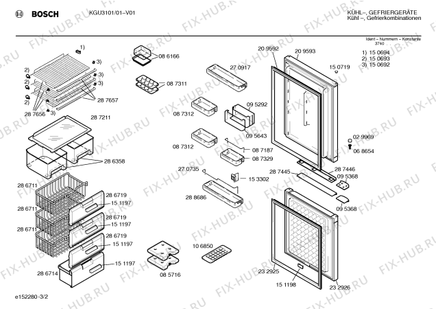 Взрыв-схема холодильника Bosch KGU3101 - Схема узла 02