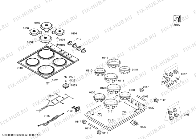 Схема №1 T11K10W0 ENC.T11K10W0 4P BL.ST.NEFF с изображением Ручка конфорки для плиты (духовки) Bosch 00615115