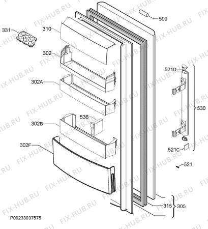 Взрыв-схема холодильника Electrolux ERF4114AOX - Схема узла Door 003