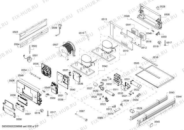 Схема №7 RB472704, Gaggenau с изображением Модуль управления, запрограммированный для холодильника Bosch 12024250