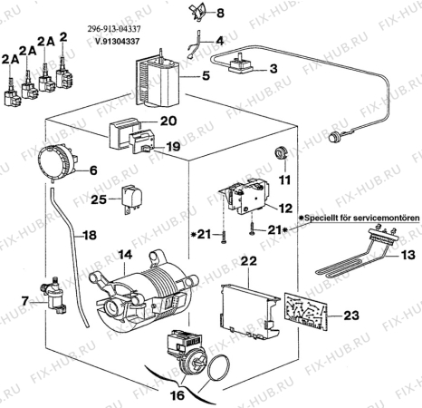 Взрыв-схема стиральной машины Zanussi TL1054-2 - Схема узла W30 Electrical details E