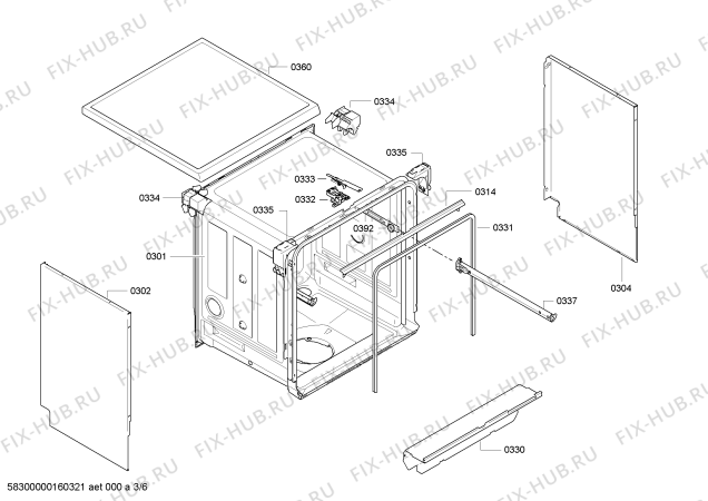 Взрыв-схема посудомоечной машины Bosch SMS50E22EU - Схема узла 03