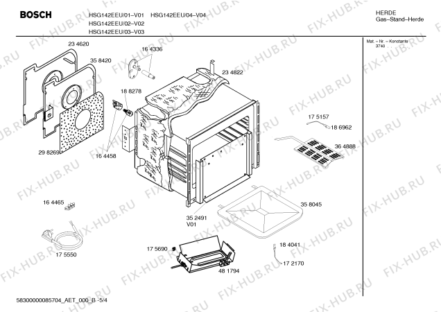 Взрыв-схема плиты (духовки) Bosch HSG142EEU, Bosch - Схема узла 04