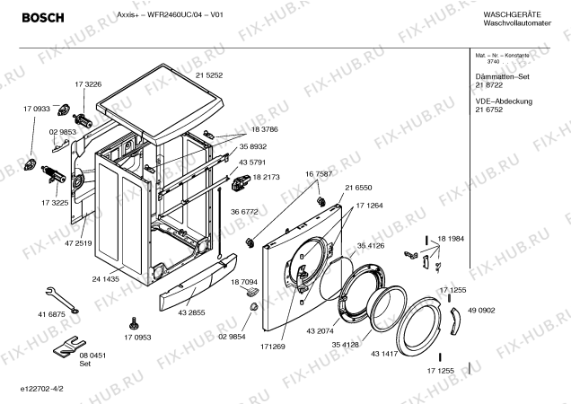 Схема №4 WFR2460UC Axxis+ с изображением Модуль управления для стиралки Bosch 00494093