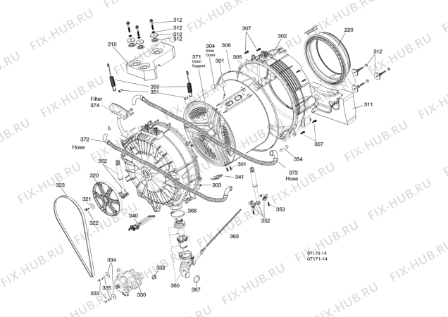 Взрыв-схема стиральной машины Ariston AMXXL120FR (F037725) - Схема узла