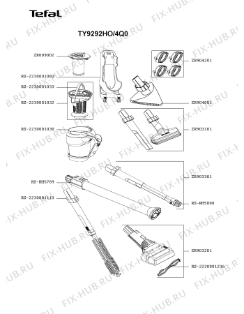 Взрыв-схема пылесоса Tefal TY9292HO/4Q0 - Схема узла 3P005943.9P2