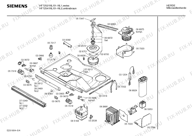 Взрыв-схема микроволновой печи Siemens HF72541NL - Схема узла 04